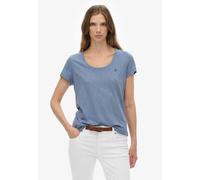 T-Shirt SUPERDRY "STUDIOS SCOOP NECK TEE", Damen, Gr. XL, tidal blau, Single Jersey, Obermaterial: 60% Baumwolle, 40% Lyocell, unifarben, regular fit normal, Rundhals, Shirts T-Shirt (95230562-XL) tid