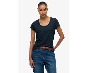 T-Shirt SUPERDRY "STUDIOS SCOOP NECK TEE", Damen, Gr. XXL, schwarz (eclipse navy), Single Jersey, Obermaterial: 60% Baumwolle, 40% Lyocell, unifarben, regular fit normal, Rundhals, Shirts T-Shirt (996