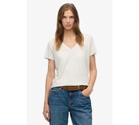 T-Shirt SUPERDRY "STUDIOS SLUB EMB VEE TEE", Damen, Gr. XXL, floral multi, Single Jersey, Obermaterial: 60% Baumwolle, 40% Lyocell, unifarben, regular fit normal, V-Ausschnitt, Shirts T-Shirt (2760650