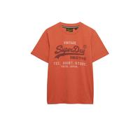 Rundhalsshirt SUPERDRY "VL HERITAGE RELAXED TEE", Herren, Gr. XXL, rust orange marl, Single Jersey, Obermaterial: 60% Baumwolle, 40% Polyester, bedruckt, meliert, relaxed fit normal, Rundhals, Shirts