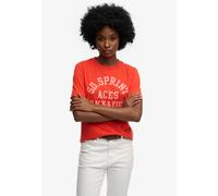 T-Shirt SUPERDRY "Vintage Prep Pocket Tee", Damen, Gr. XS, rot (vintage wash rot), Single Jersey, Obermaterial: 100% Baumwolle, bedruckt, normal, Rundhals, Shirts T-Shirt (84060904-XS) vintage wash ro