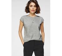 T-Shirt TAMARIS, Damen, Gr. 34, grau (mittelgrau, melange), Single Jersey, Obermaterial: 95% Viskose, 5% Elasthan, Basic, regular fit hüftbedeckend, Rundhals, Aufschlag, Shirts T-Shirt, Regular Fit, m
