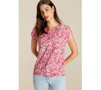 T-Shirt TAMARIS "mit lockerem Schnitt, aus fließender Viskose-Qualität", Damen, Gr. 34, pink, Single Jersey, Obermaterial: 95% Viskose, 5% Elasthan, figurumspielend hüftbedeckend, Rundhals, angeschnit