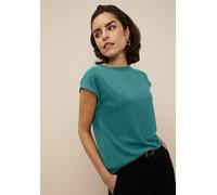 T-Shirt TAMARIS "mit Rundhals und lockerem Schnitt, aus angenehmem Viskose-Jersey", Damen, Gr. 34, blau (petrol), Single Jersey, Obermaterial: 95% Viskose, 5% Elasthan, unifarben, Basic, regular fit h