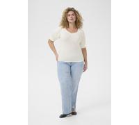 Kaffe Curve Damen Plus-Size Women's Blouse Short Sleeves Sweetheart Neck Regular Fit Bluse, Chalk, 3XL