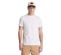 T-Shirt TIMBERLAND "DUNSTAN RIVER - SS Tee (Slim)", Herren, Gr. S, weiß, Jersey, Obermaterial: 100% Baumwolle, normal, Rundhals, Shirts T-Shirt, mit Rundhalsausschnitt, Kurzarm-Design, aus Baumwolle (