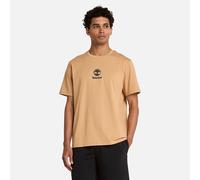 T-Shirt TIMBERLAND "Print Stack Logo Short Sleeve Tee", Herren, Gr. M, beige (light wheat b), Single Jersey, Obermaterial: 100% Baumwolle, Rundhals, Shirts T-Shirt, Kurzarm-Design, mit Rundhalsausschn