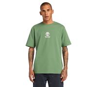 T-Shirt TIMBERLAND "Print Stack Logo Short Sleeve Tee", Herren, Gr. XXL, grün (myrtle), Single Jersey, Obermaterial: 100% Baumwolle, Rundhals, Shirts T-Shirt, Kurzarm-Design, mit Rundhalsausschnitt mi
