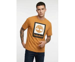 T-Shirt TIMBERLAND "STACK LOGO Colored Short Sleeve Tee", Herren, Gr. L, wheat boot, Jersey, Obermaterial: 100% Baumwolle, Rundhals, Shirts T-Shirt, UNISEX (36110631-L) wheat boot