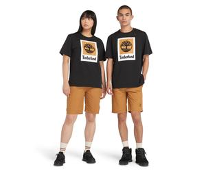 T-Shirt TIMBERLAND "STACK LOGO Colored Short Sleeve Tee", Herren, Gr. XL, schwarz, Jersey, Obermaterial: 100% Baumwolle, bedruckt, Rundhals, Shirts T-Shirt, UNISEX (27369155-XL) schwarz