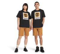 T-Shirt TIMBERLAND "STACK LOGO Colored Short Sleeve Tee", Jungen, Gr. 3XL, schwarz, Jersey, Obermaterial: 100% Baumwolle, bedruckt, Rundhals, Shirts T-Shirt, UNISEX (27369155-XXXL) schwarz