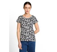 T-Shirt TOM TAILOR, Damen, Gr. L, blau ginkgo minimal, Jersey, Obermaterial: 100% Baumwolle, bedruckt, regular fit normal, Rundhals, Shirts T-Shirt (72102968-L) blau ginkgo minimal