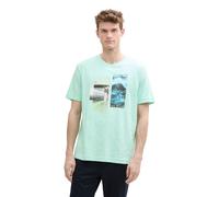 T-Shirt TOM TAILOR, Damen, Gr. L, grün (bright mint grün), Jersey, Obermaterial: 100% Baumwolle, bedruckt, regular fit taillenbedeckt, Rundhals, gerader Abschluss, Shirts T-Shirt, mit Front Print (576