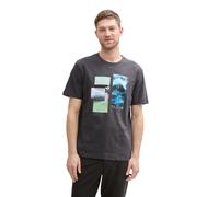 T-Shirt TOM TAILOR, Damen, Gr. L, grün (tarmac grün), Jersey, Obermaterial: 100% Baumwolle, bedruckt, regular fit taillenbedeckt, Rundhals, gerader Abschluss, Shirts T-Shirt, mit Front Print (25666155