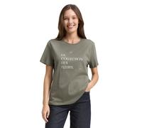 T-Shirt TOM TAILOR, Damen, Gr. M, cloudy grün, Jersey, Obermaterial: 100% Baumwolle, bedruckt, regular fit normal, Rundhals, gerader Abschluss, Shirts T-Shirt, mit Print (64907141-M) cloudy grün