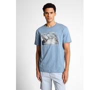 T-Shirt TOM TAILOR, Damen, Gr. M, mountain spring blau, Single Jersey, Obermaterial: 100% Baumwolle, bedruckt, regular fit normal, Rundhals, Shirts T-Shirt, mit Foto Print (32720845-M) mountain spring