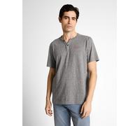 Tom Tailor - Henley T-Shirt mit feinem Streifenmuster white tarmac grey fine stripe - Gr. - M