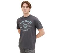 TOM TAILOR Herren T-Shirt mit Logo-Print aus Baumwolle, Tarmac Grey, S