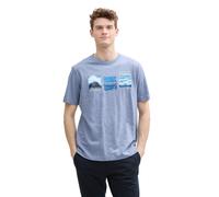 T-Shirt TOM TAILOR, Damen, Gr. XXL, blau (dove blau), Jersey, Obermaterial: 100% Baumwolle, bedruckt, regular fit taillenbedeckt, Rundhals, gerader Abschluss, Shirts T-Shirt, mit Front Print (56082162