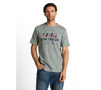 Tom Tailor - T-Shirt mit Logo-Print green navy injected - Gr. - XXL