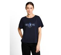 Tom Tailor - Loose Fit Scuba T-Shirt mit Print sky captain blue - Gr. - XXL