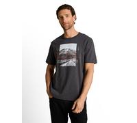 Tom Tailor - T-Shirt in Melange-Optik mit Fotoprint tarmac grey - Gr. - XXL