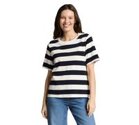 T-Shirt TOM TAILOR, Damen, Gr. XXL, weiß navy bold stripe, Single Jersey, Obermaterial: 100% Baumwolle, gestreift, regular fit normal, Rundhals, gerader Abschluss, Shirts T-Shirt, mit Streifen Muster