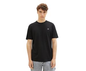 T-Shirt TOM TAILOR DENIM "Crewneck", Herren, Gr. M, schwarz, Single Jersey, Obermaterial: 100% Baumwolle, unifarben, Rundhals, Shirts T-Shirt, mit kleinem Logo-Print (42949634-M) schwarz