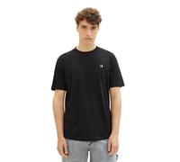 T-Shirt TOM TAILOR DENIM "Crewneck", Jungen, Gr. S, schwarz, Single Jersey, Obermaterial: 100% Baumwolle, unifarben, Rundhals, Shirts T-Shirt, mit kleinem Logo-Print (42949634-S) schwarz