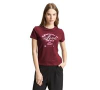 Tom Tailor Denim Regular Fit T-Shirt aus reiner Baumwolle in Bordeaux, Größe L