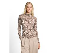 T-Shirt TOM TAILOR DENIM, Damen, Gr. M, braun (braun beige zebra print), Single Jersey, Obermaterial: 95% Viskose, 5% Elasthan, regular fit taillenbedeckt, ohne Ausschnitt, gerader Abschluss, Shirts T