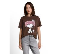 T-Shirt TOM TAILOR DENIM, Damen, Gr. M, braun (cool schwarz braun), Single Jersey, Obermaterial: 100% Baumwolle, unifarben, Rundhals, Shirts T-Shirt (35209832-M) cool schwarz braun