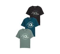 T-Shirt TOM TAILOR DENIM, Damen, Gr. M, grün (washed jasper grün), Single Jersey, Obermaterial: 100% Baumwolle, bedruckt, regular fit taillenbedeckt, Rundhals, gerader Abschluss, Shirts T-Shirt, mit P