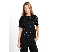 Denim Tom Tailor - Boxy Fit T-Shirt mit Stickereien black daisy design - Gr. - M