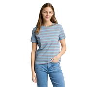 T-Shirt TOM TAILOR DENIM, Damen, Gr. S, blau braun multicolor stripe, Jersey, Obermaterial: 100% Baumwolle, gestreift, regular fit normal, Rundhals, Shirts T-Shirt (14236627-S) blau braun multicolor s