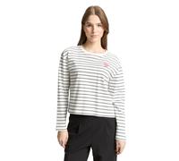 Denim Tom Tailor - Boxy Fit Langarmshirt mit Herz-Stickerei off white navy stripe - Gr. - S