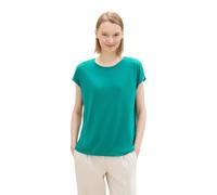 T-Shirt TOM TAILOR DENIM, Damen, Gr. XS (34), grün (jade grün), Jersey, Obermaterial: 73% Viskose, 27% Polyester, unifarben, loose fit taillenbedeckt, Rundhals, Shirts T-Shirt, mit Rundhalsausschnitt