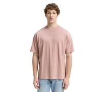 T-Shirt TOM TAILOR DENIM, Herren, Gr. L, rosa (smoky rose), Single Jersey, Obermaterial: 100% Baumwolle, bedruckt, regular fit taillenbedeckt, Rundhals, gerader Abschluss, Shirts T-Shirt, mit Schriftz