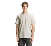 T-Shirt TOM TAILOR DENIM, Herren, Gr. XL, grauish weiß, Piqué, Obermaterial: 60% Baumwolle, 40% Polyester, unifarben, normal hüftbedeckend, Rundhals, Shirts T-Shirt, in Piqué-Qualität (69061104-XL)