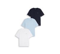 T-Shirt TOM TAILOR, Herren, Gr. 3XL, bunt (light blau grau), Single Jersey, Obermaterial: 60% Baumwolle, 40% Polyester, bestickt, unifarben, regular fit hüftbedeckend, Rundhals, Shirts T-Shirt, 3er Pa