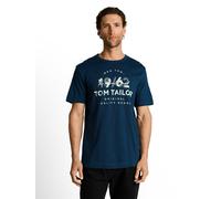 Tom Tailor - T-Shirt mit Logo-Print navy blue petrol injected - Gr. - L