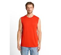 T-Shirt TOM TAILOR, Herren, Gr. L, rot (orange rot), Single Jersey, Obermaterial: 100% Baumwolle, unifarben, regular fit normal, Rundhals, Shirts T-Shirt, mit Logo Print (86861764-L) orange rot