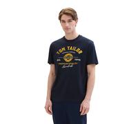 TOM TAILOR Herren T-Shirt mit Logo-Print aus Baumwolle, Dark Blue, M