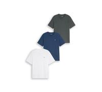 T-Shirt TOM TAILOR, Herren, Gr. S, bunt (schwarzest olive), Single Jersey, Obermaterial: 60% Baumwolle, 40% Polyester, bestickt, unifarben, regular fit hüftbedeckend, Rundhals, Shirts T-Shirt, 3er Pac