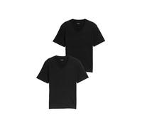 T-Shirt TOM TAILOR, Herren, Gr. S, schwarz, Single Jersey, Obermaterial: 100% Baumwolle, unifarben, regular fit taillenbedeckt, V-Ausschnitt, gerader Abschluss, Shirts T-Shirt, mit V-Ausschnitt, Doppe