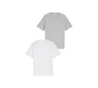 T-Shirt TOM TAILOR, Herren, Gr. XL, light grau melange, Single Jersey, Obermaterial: 100% Baumwolle, regular fit taillenbedeckt, Rundhals, gerader Abschluss, Shirts T-Shirt, mit Logo Print (85137803-X