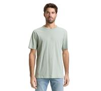 T-Shirt TOM TAILOR, Herren, Gr. XL, soft grauish grün, Single Jersey, Obermaterial: 100% Baumwolle, regular fit taillenbedeckt, Rundhals, gerader Abschluss, Shirts T-Shirt, mit Logo Stickerei (6549354