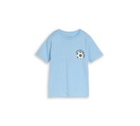T-Shirt TOM TAILOR, Jungen, Gr. 104/110, light cloudy blau, Jersey, Obermaterial: 100% Baumwolle, bedruckt, regular fit normal, Rundhals, Shirts T-Shirt, mit Print (86653128-104) light cloudy blau
