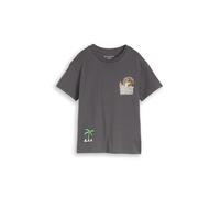 T-Shirt TOM TAILOR, Jungen, Gr. 116/122, grau (schwarz urban grau), Jersey, Obermaterial: 100% Baumwolle, bedruckt, oversize normal, Rundhals, Shirts T-Shirt, mit Print (81633311-116) schwarz urban gr