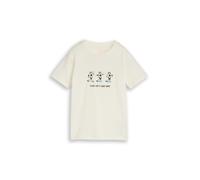 T-Shirt TOM TAILOR, Jungen, Gr. 128/134, wool weiß, Jersey, Obermaterial: 100% Baumwolle, bedruckt, regular fit normal, Rundhals, Shirts T-Shirt, mit Print (74790324-128) wool weiß